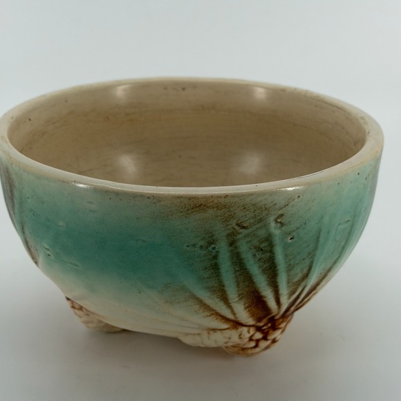 Mccoy Pottery Other - Vintage 1945 McCoy Rustic Pinecone Footed Ceramic Bowl Jardiniere Turquoise